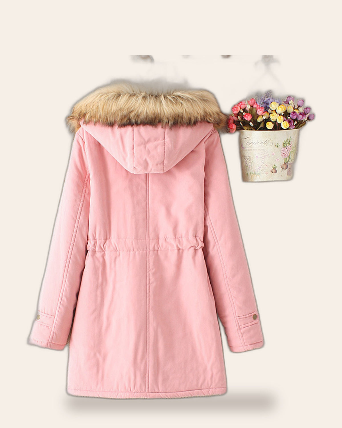 Faux Fur Hood Parka Coat