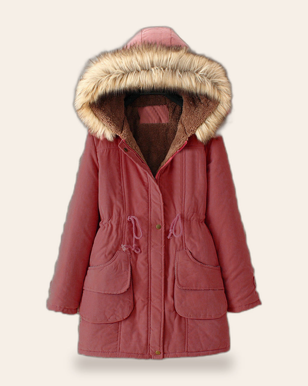 Faux Fur Hood Parka Coat