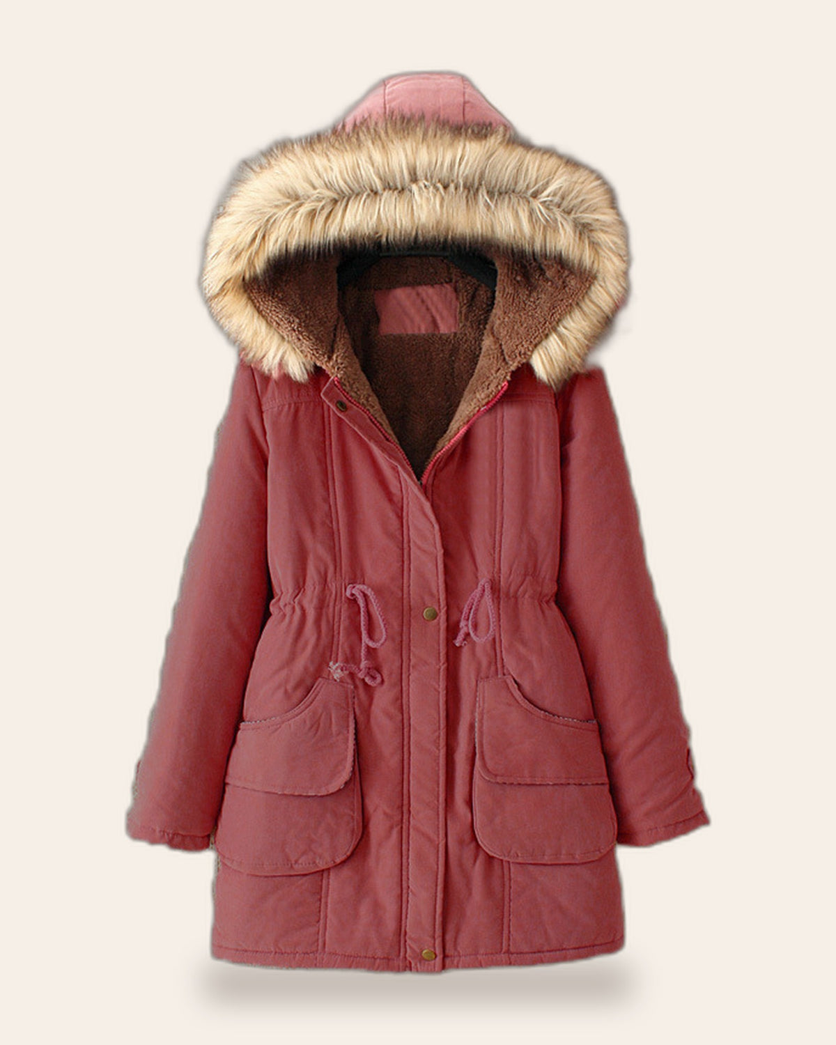 Faux Fur Hood Parka Coat