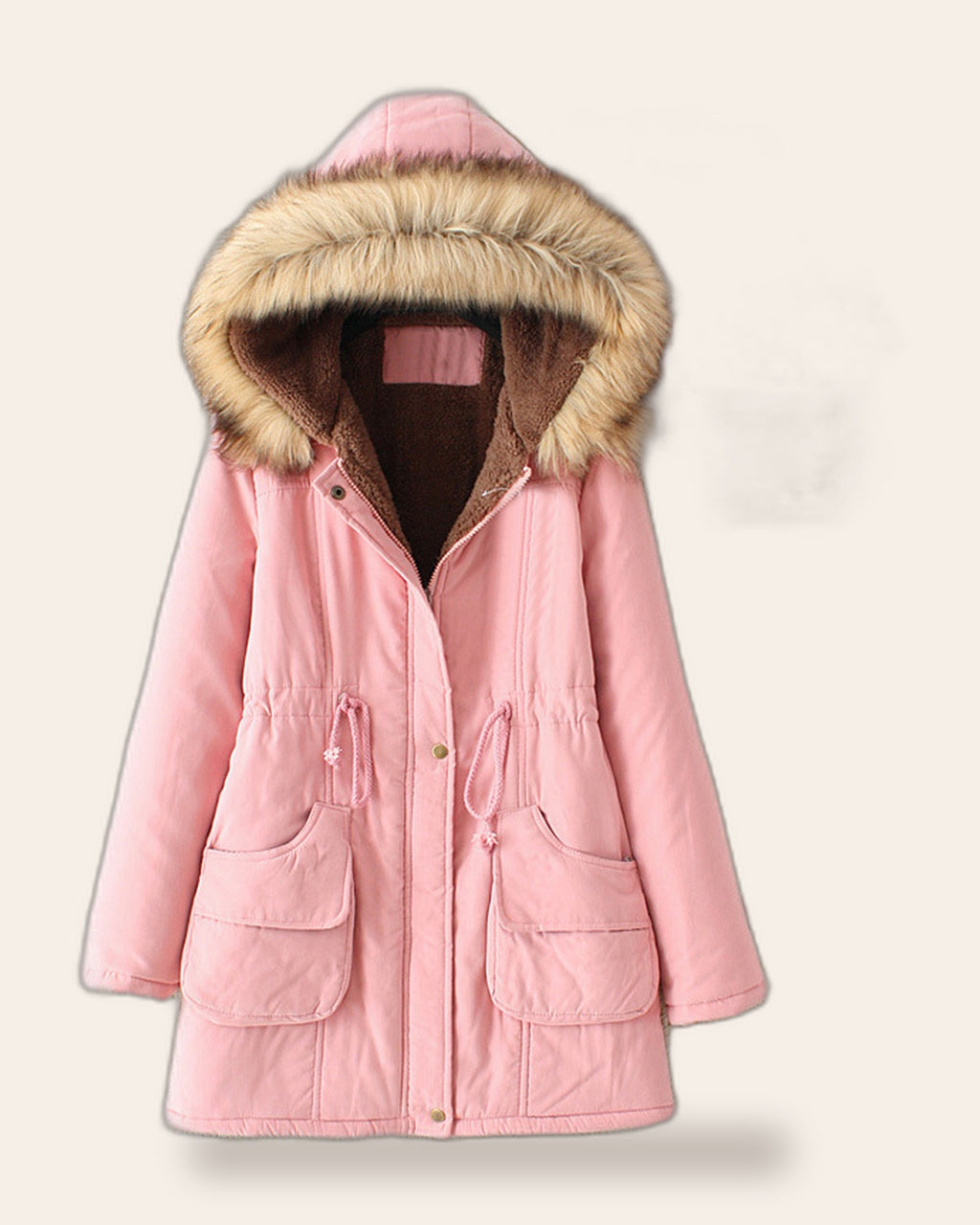 Faux Fur Hood Parka Coat