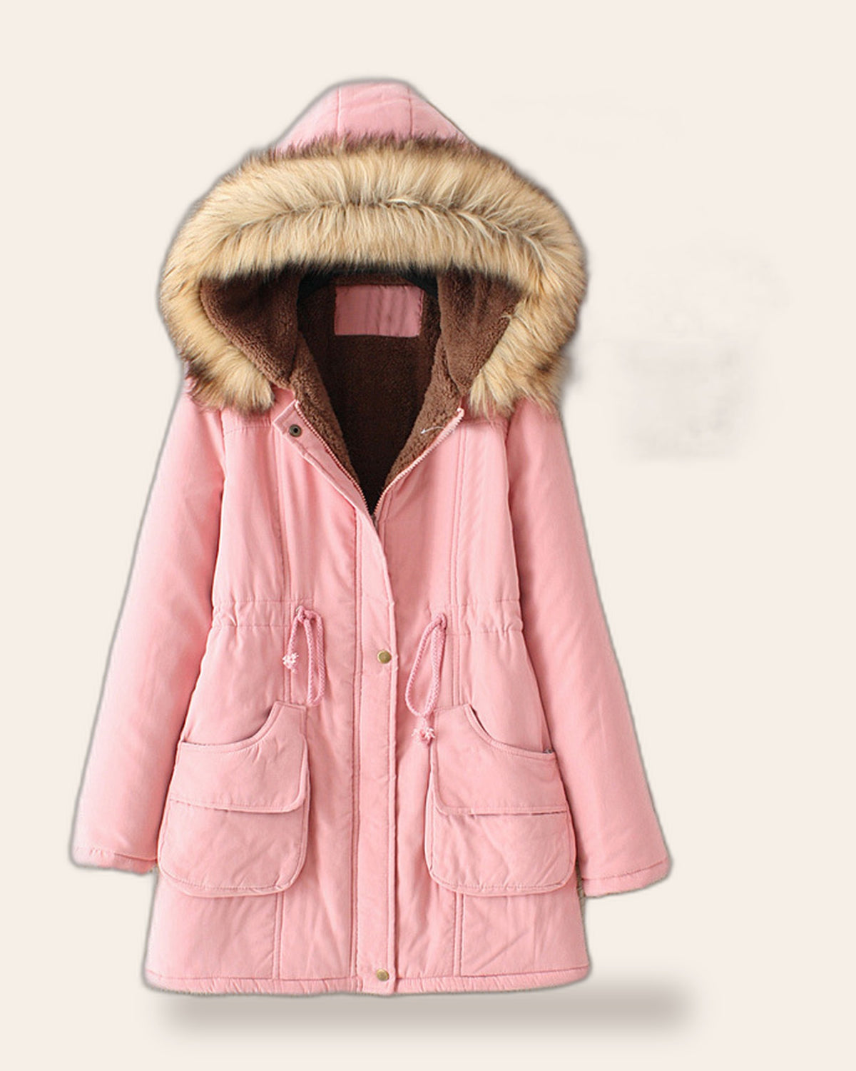 Faux Fur Hood Parka Coat