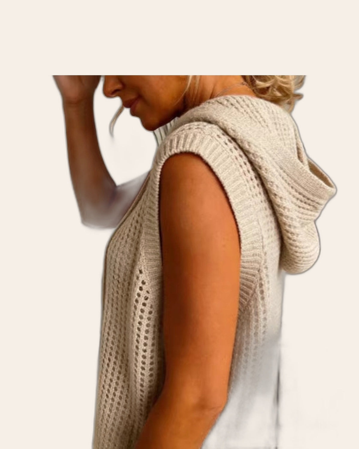 Open-Knit Hooded Vest