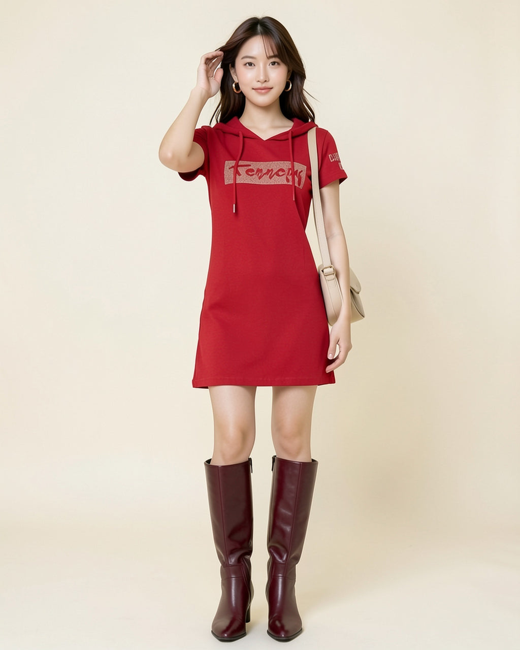 Short Sleeve Hooded Tee Dress