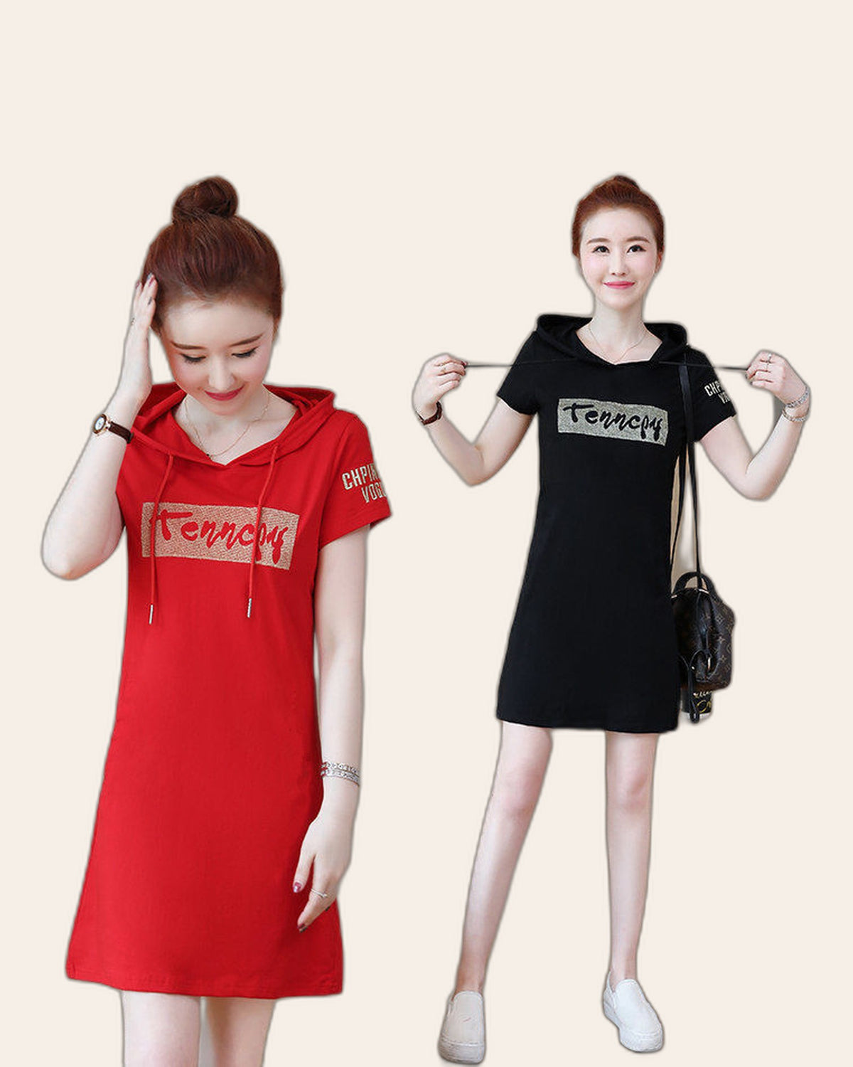 Short Sleeve Hooded Tee Dress