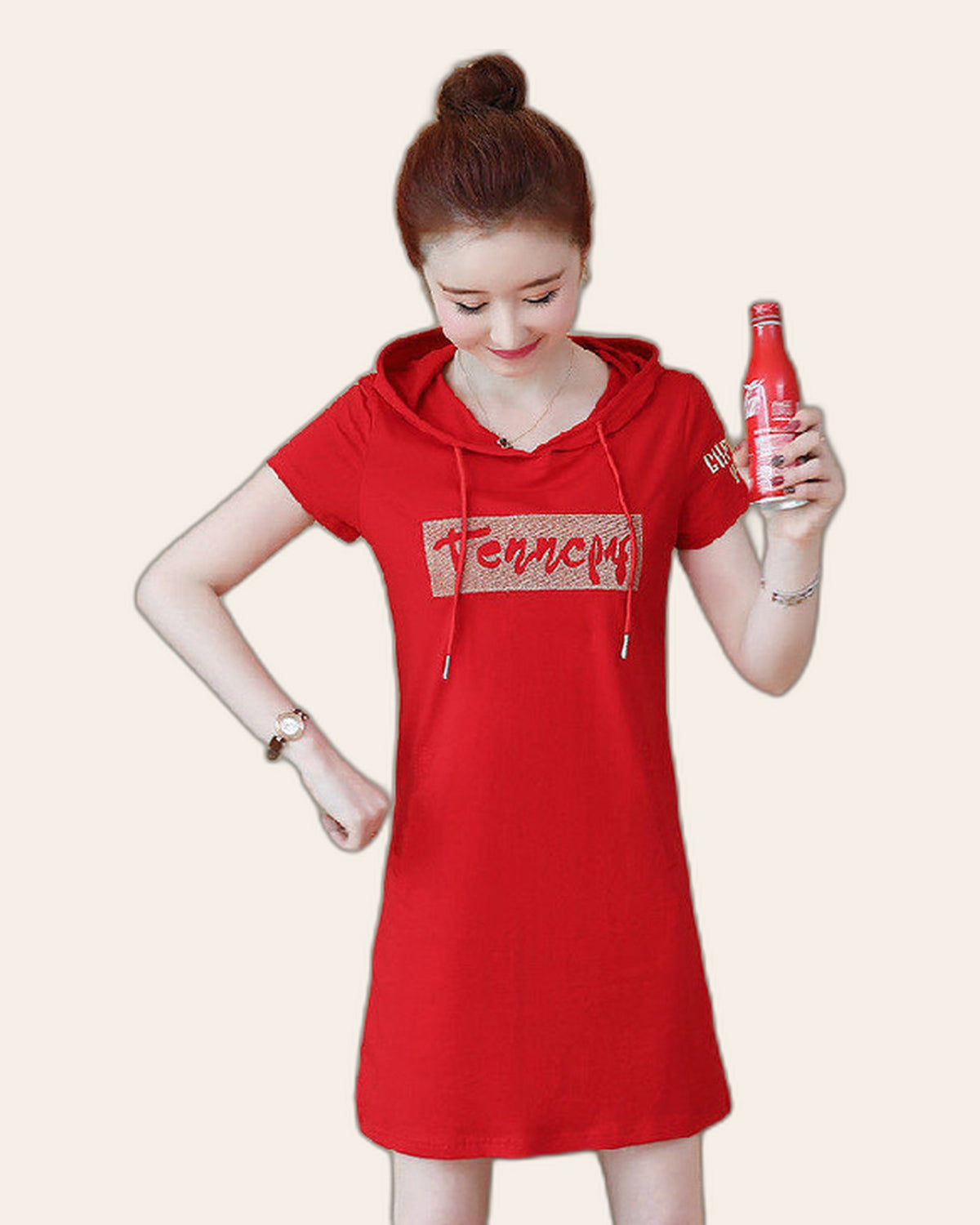 Short Sleeve Hooded Tee Dress