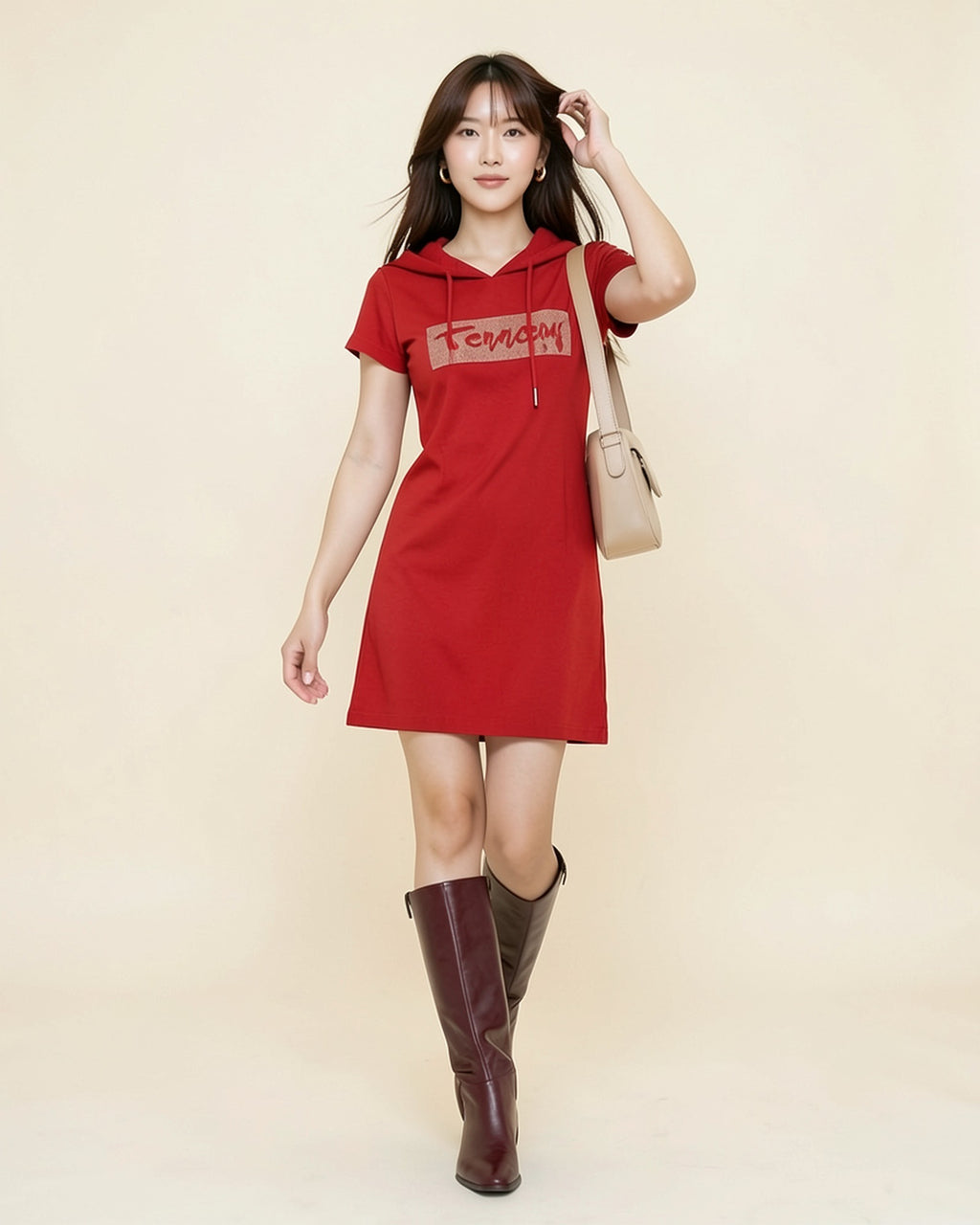 Short Sleeve Hooded Tee Dress