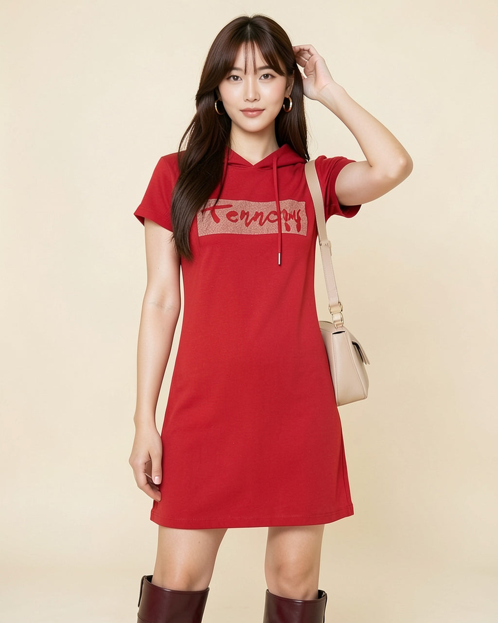 Short Sleeve Hooded Tee Dress