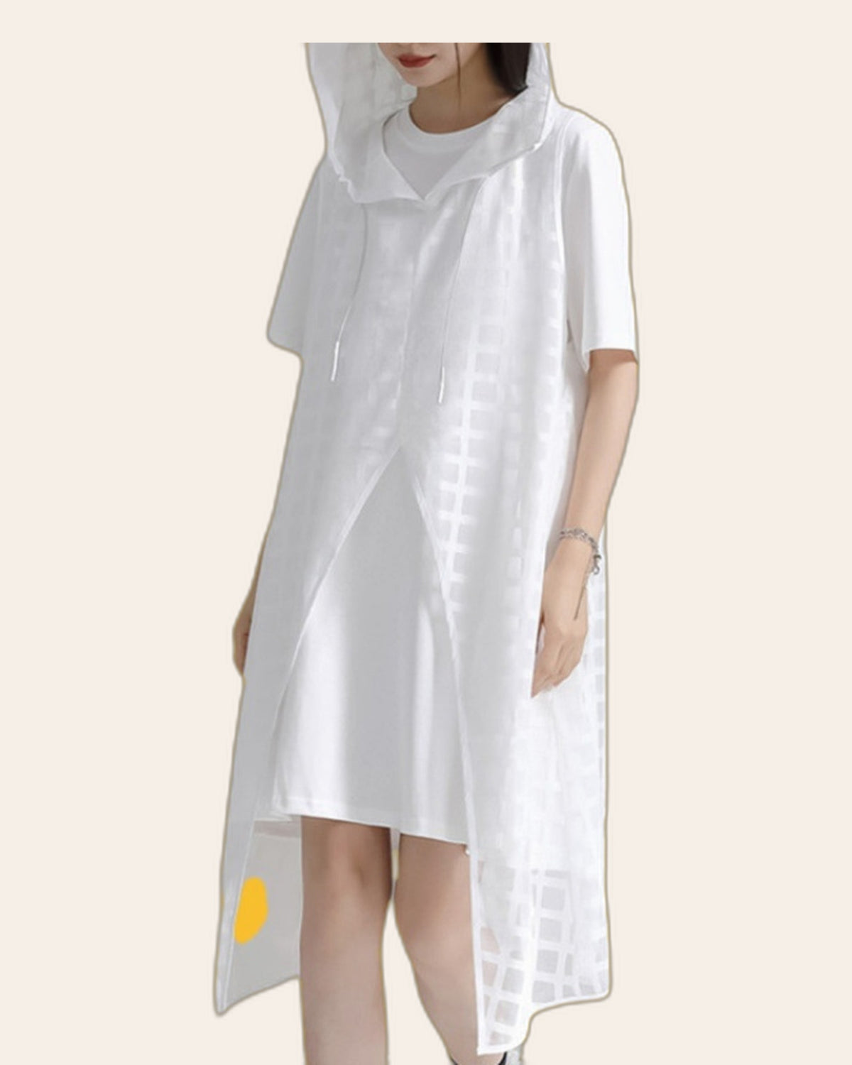 Lace Overlay Hoodie Dress Set