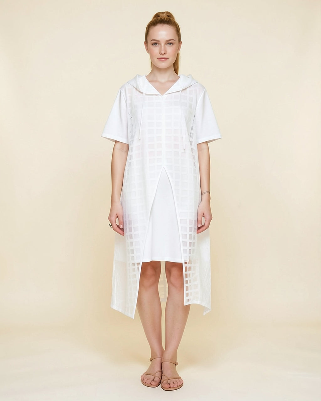 Lace Overlay Hoodie Dress Set