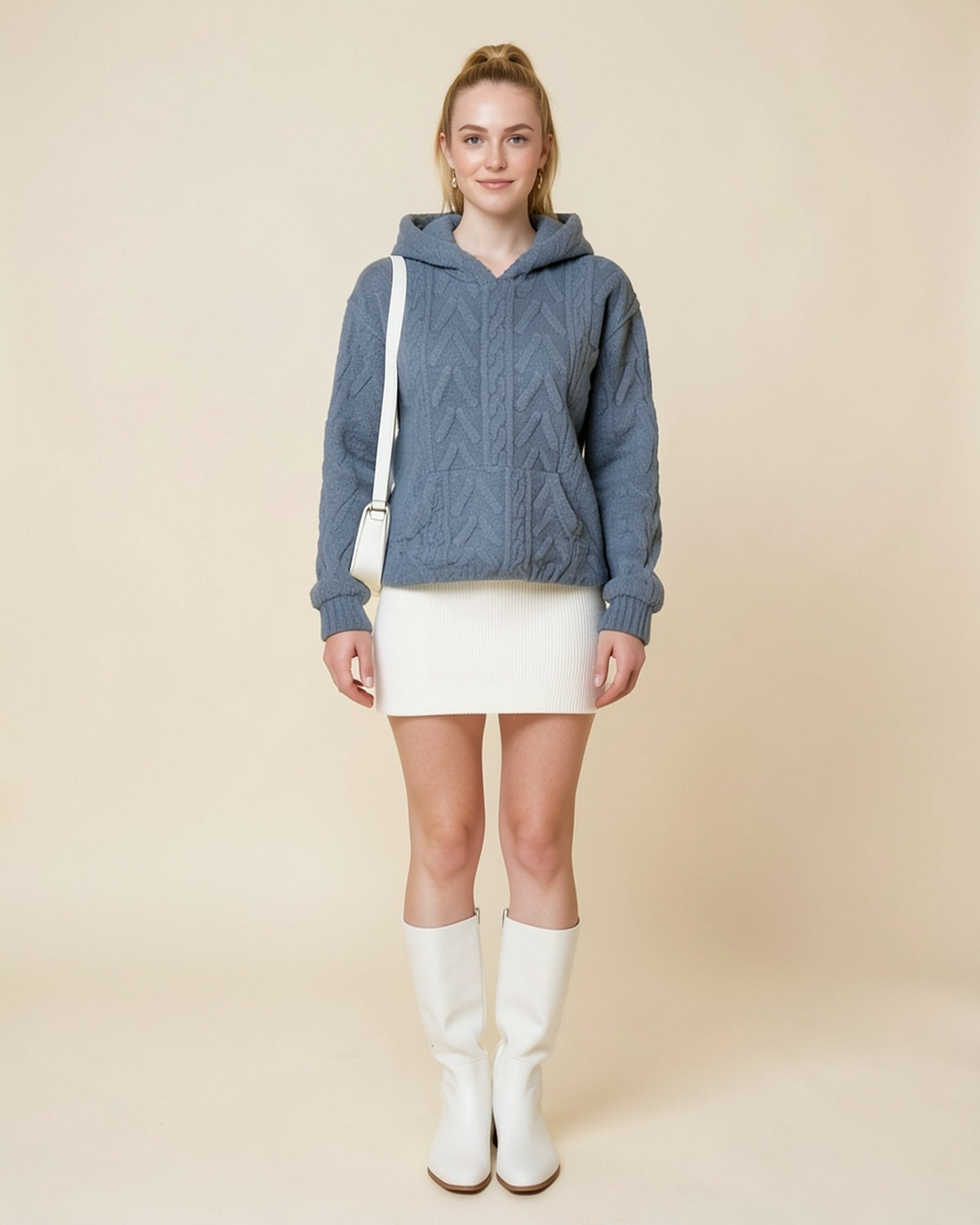 Cable Knit Teddy Hoodie