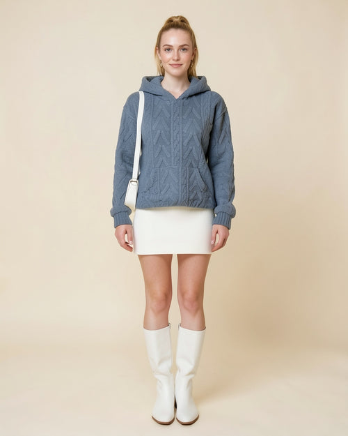 Cable Knit Teddy Hoodie