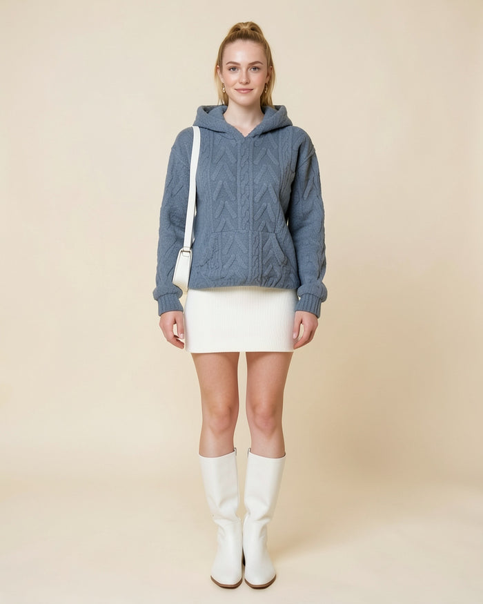 Cable Knit Teddy Hoodie
