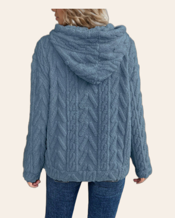 Cable Knit Teddy Hoodie