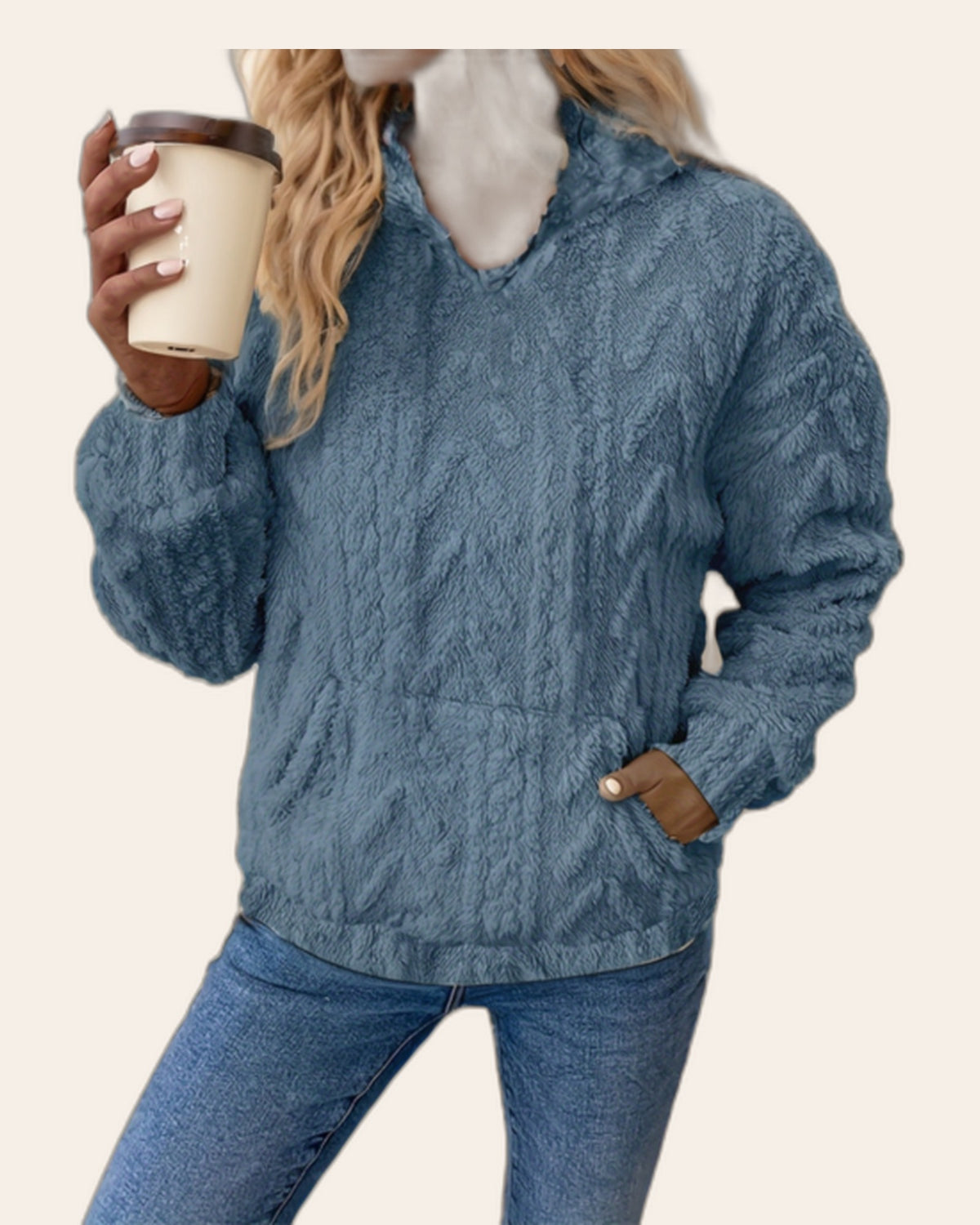 Cable Knit Teddy Hoodie