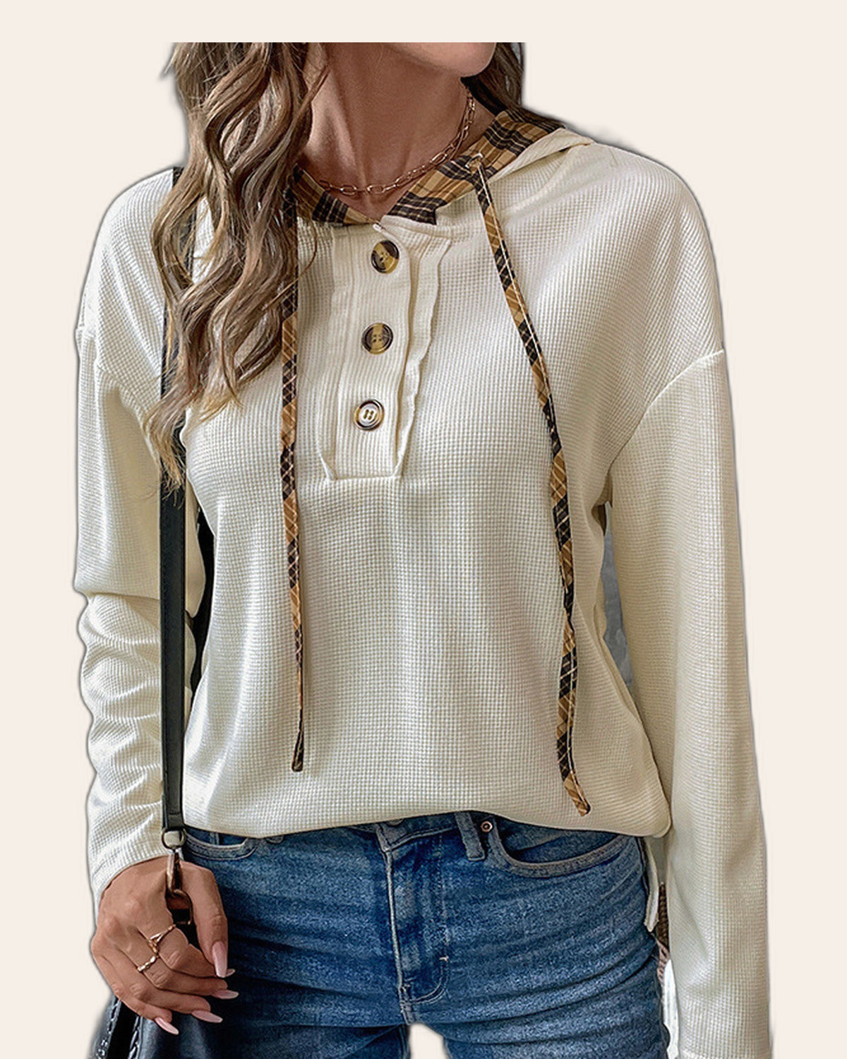Henley Button Knit Hoodie