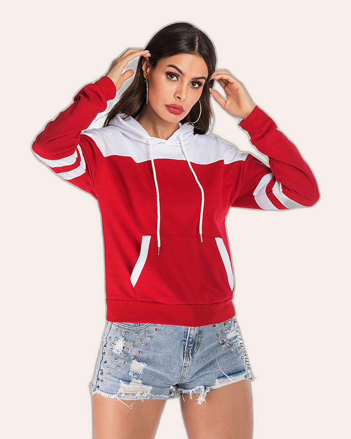 Sporty Stripe Sleeve Hoodie