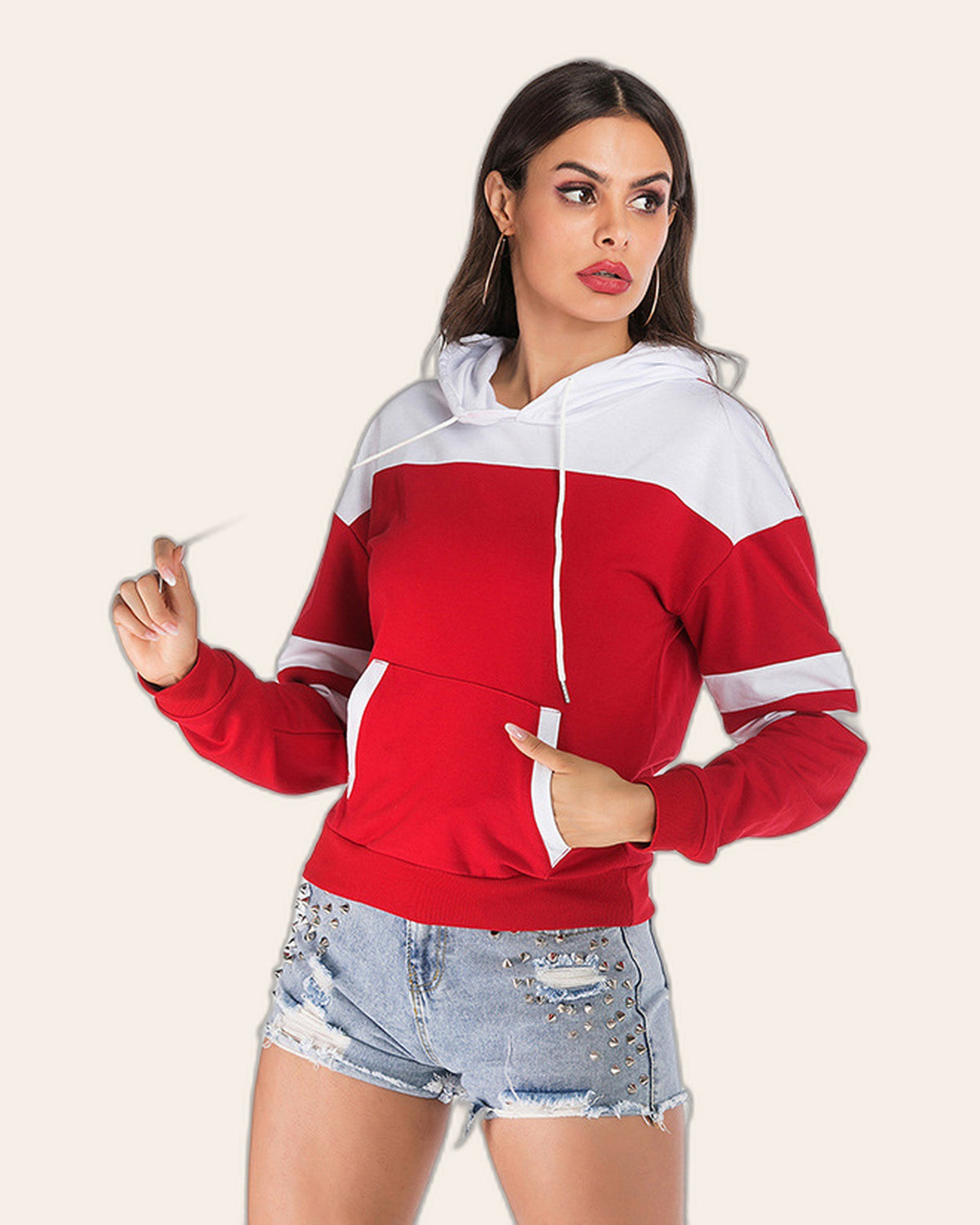 Sporty Stripe Sleeve Hoodie