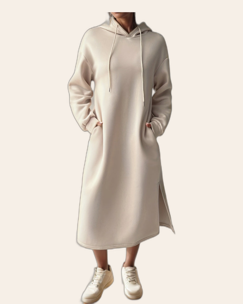 Side Slit Maxi Hoodie Dress