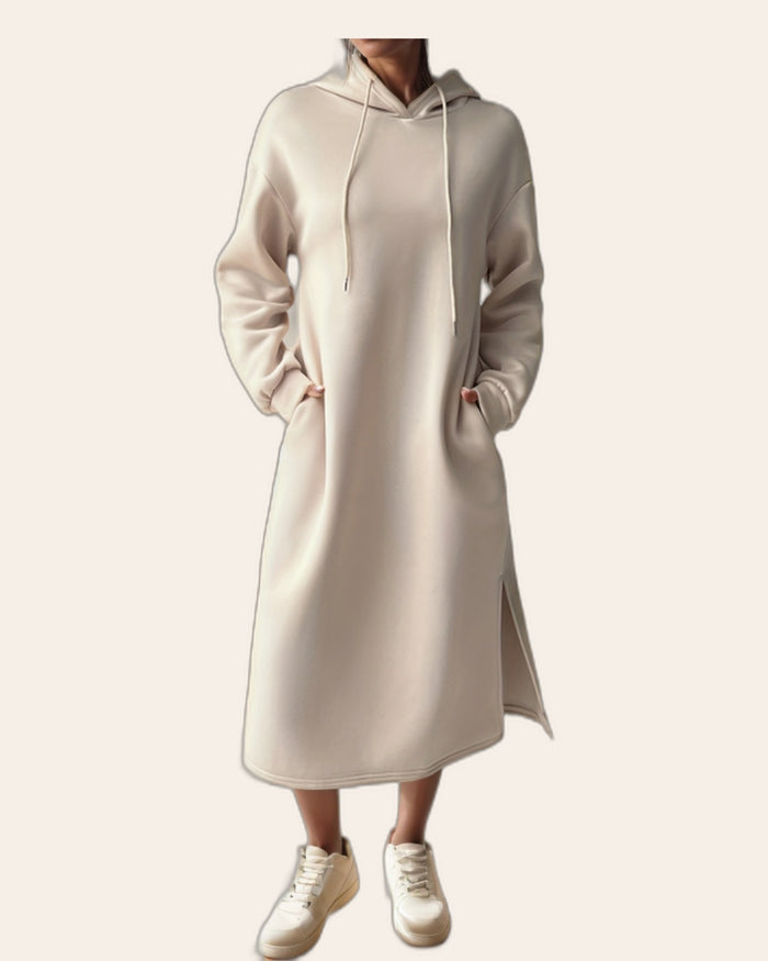Side Slit Maxi Hoodie Dress