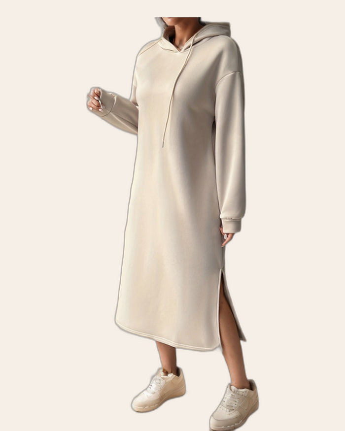Side Slit Maxi Hoodie Dress