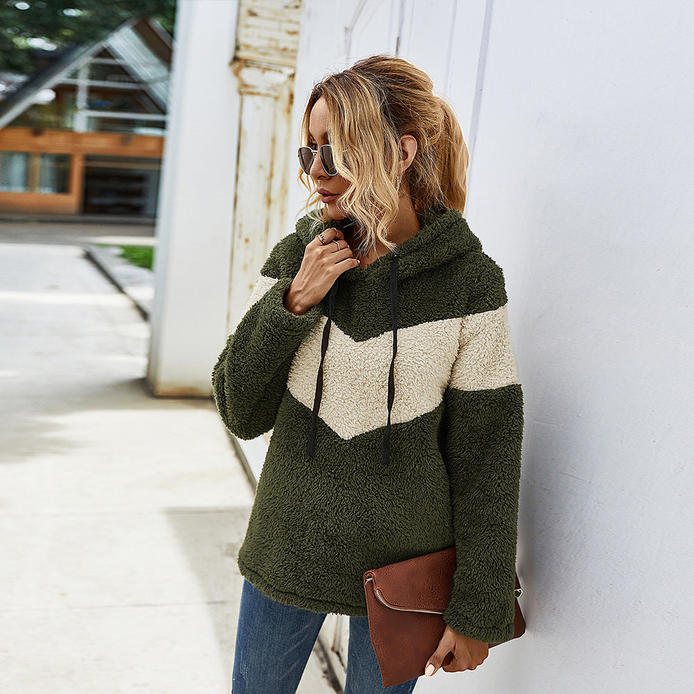 Chevron Teddy Fleece Hoodie