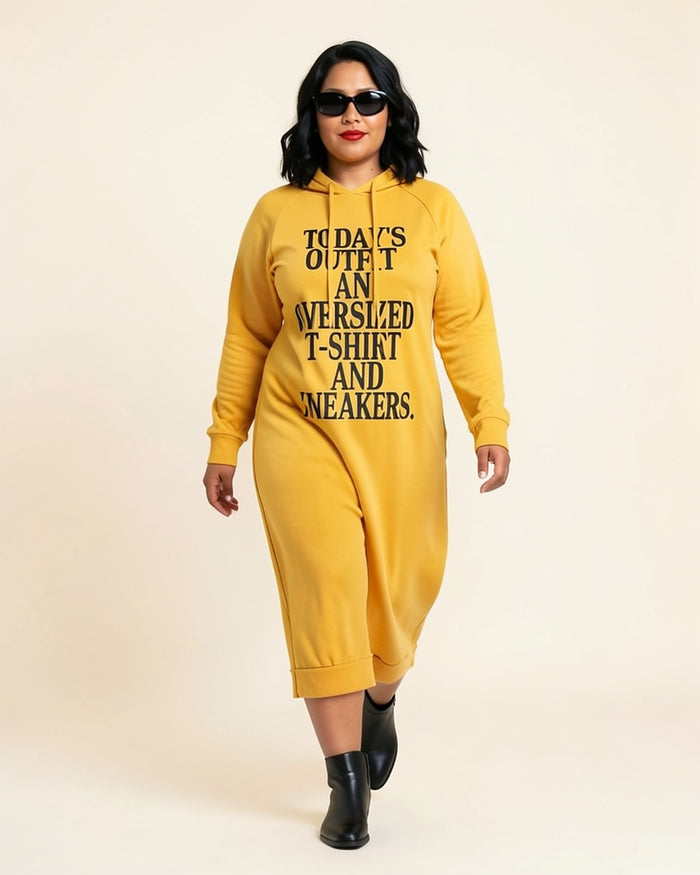 Statement Text Maxi Hoodie Dress