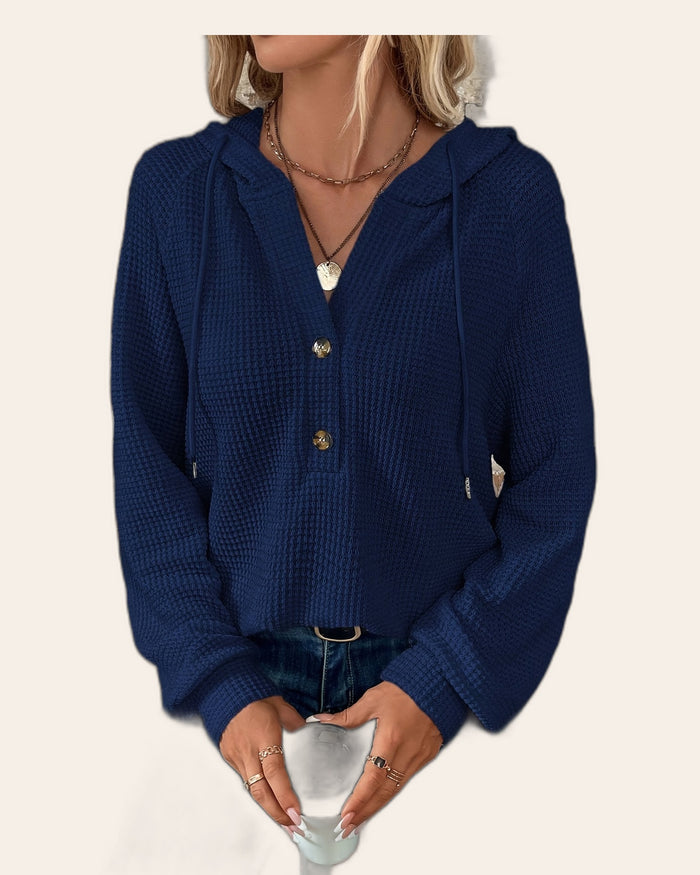Waffle Knit Henley Hoodie