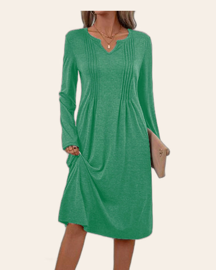 V-Neck Flowy Midi Hoodie Dress