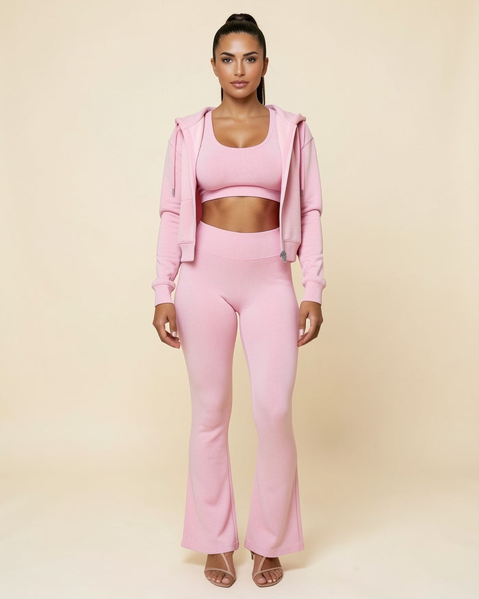 Zip Hoodie 3-Piece Flare Set