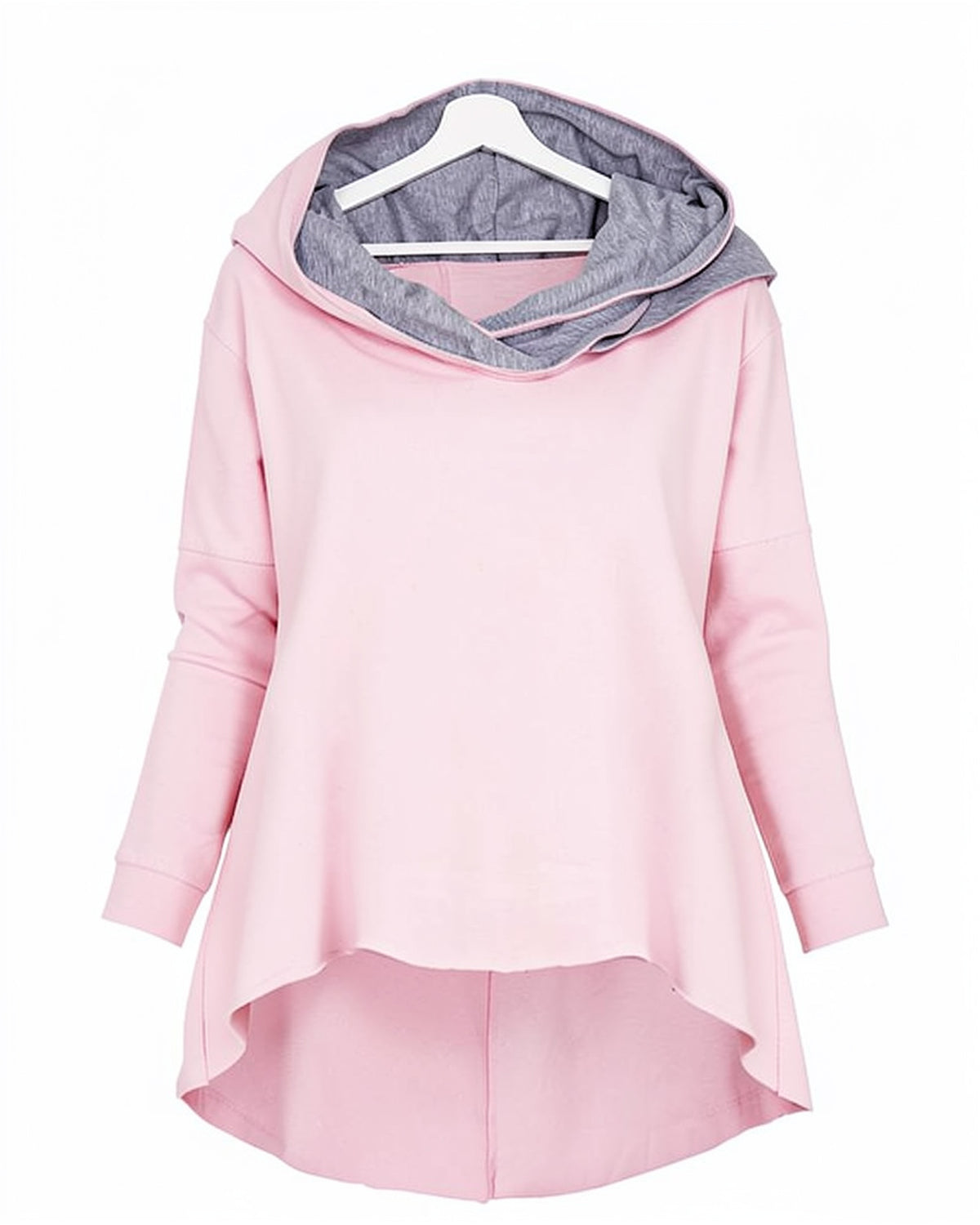 Curved Hem Contrast Hood Hoodie