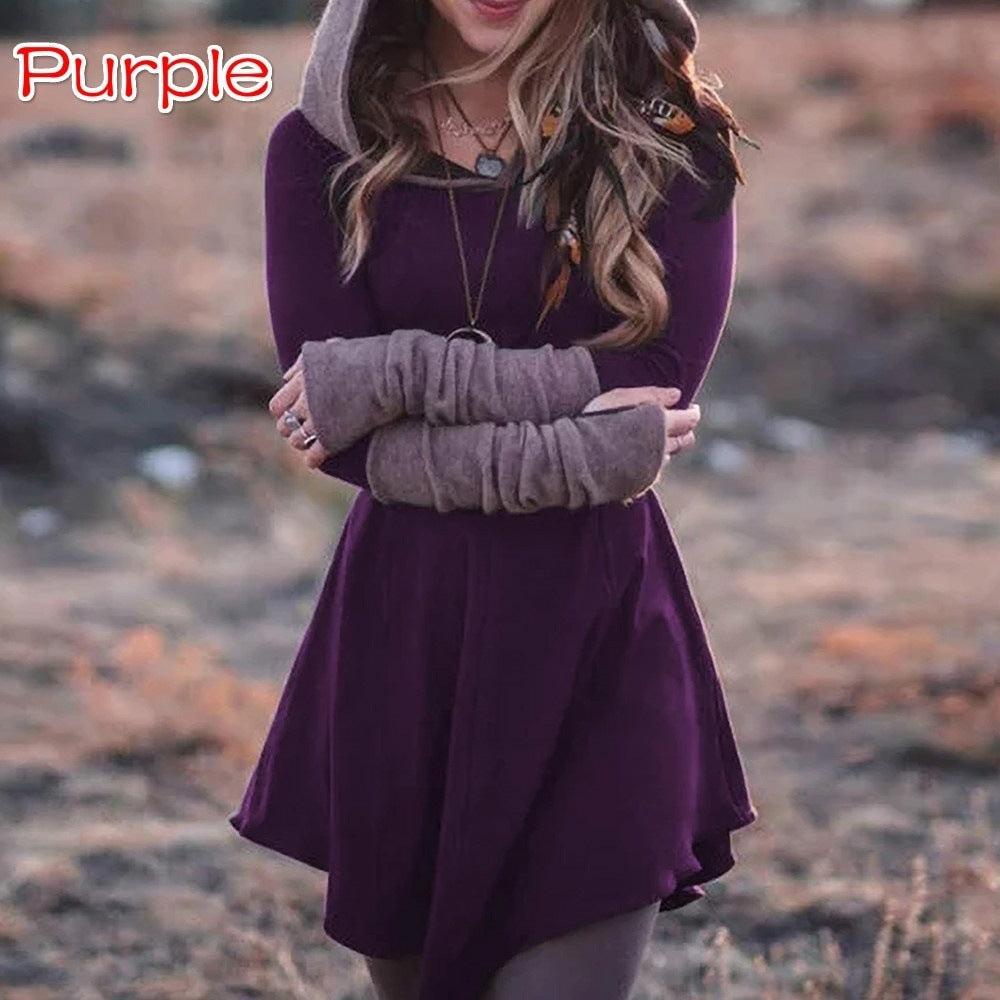 A-Line Flare Hoodie Dress