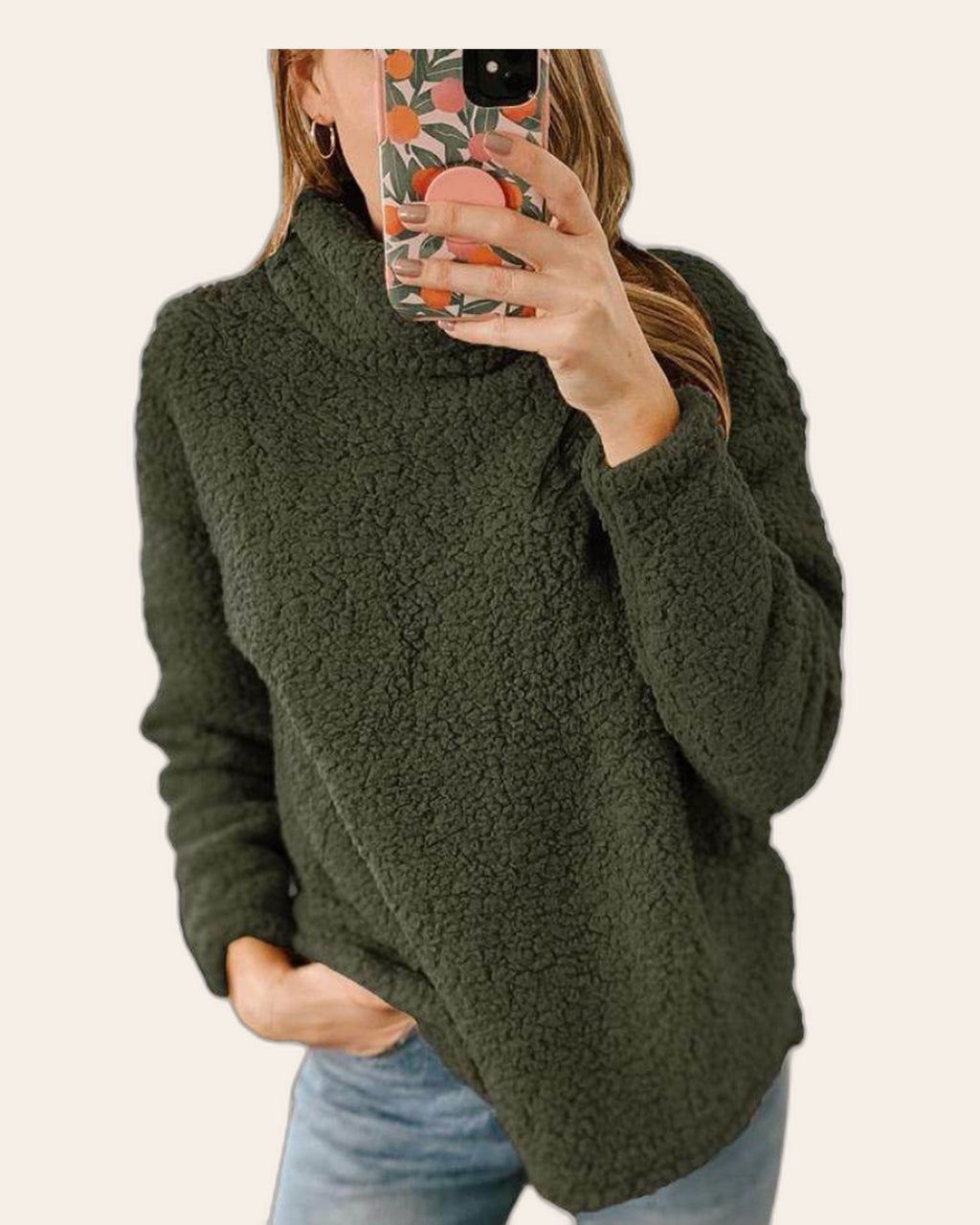 Teddy Fleece Turtleneck Pullover