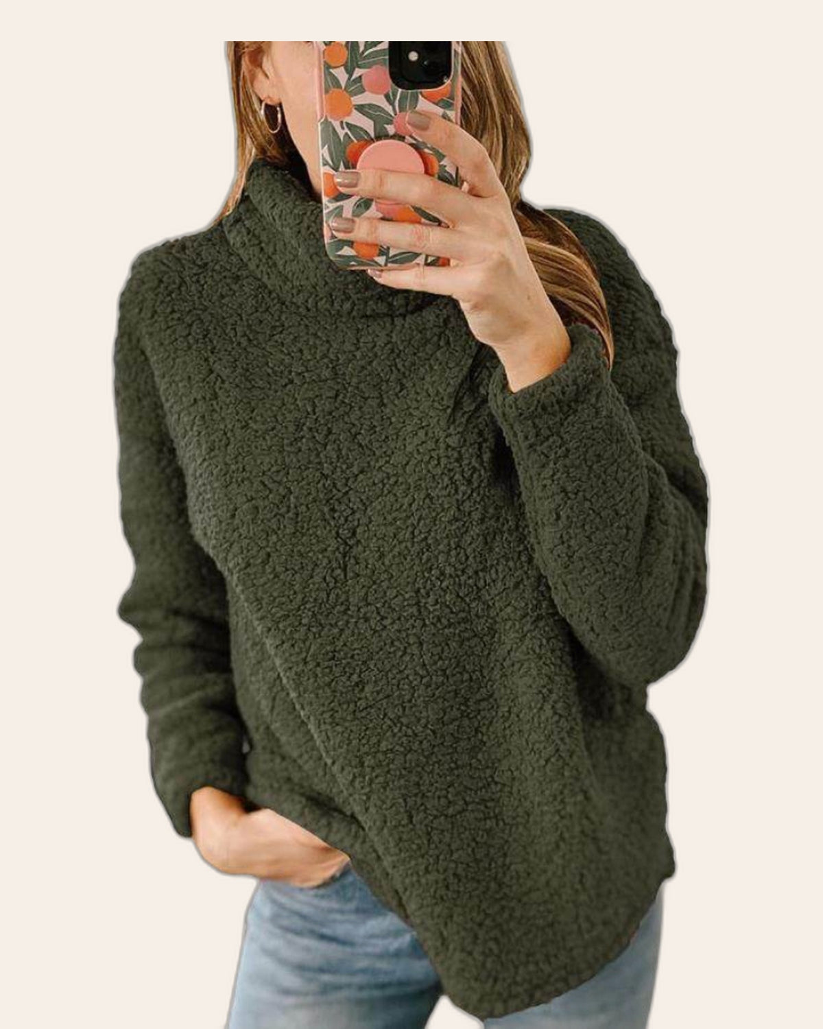 Teddy Fleece Turtleneck Pullover
