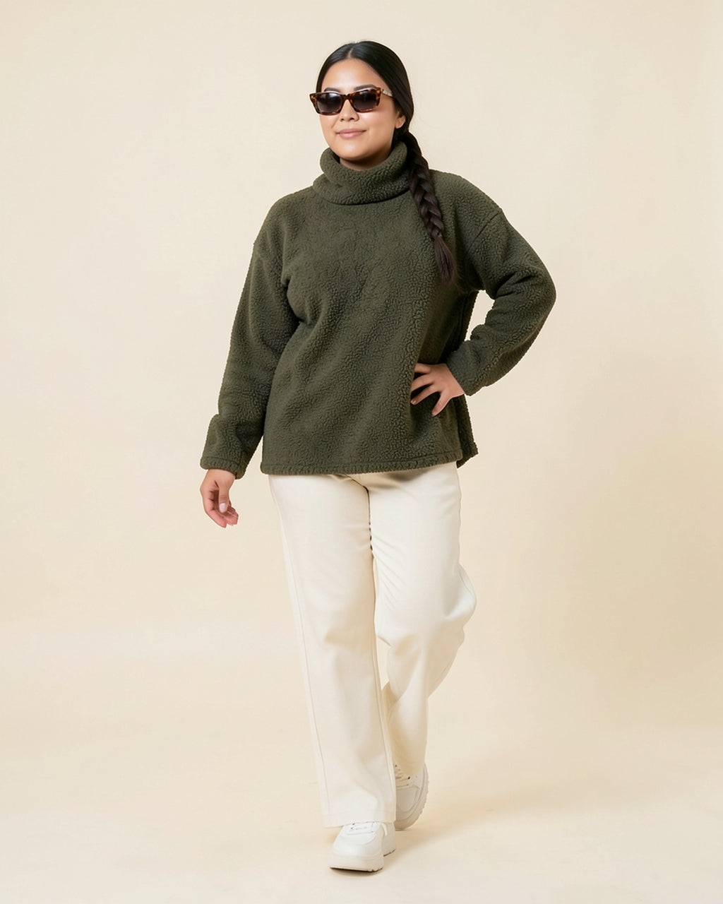 Teddy Fleece Turtleneck Pullover