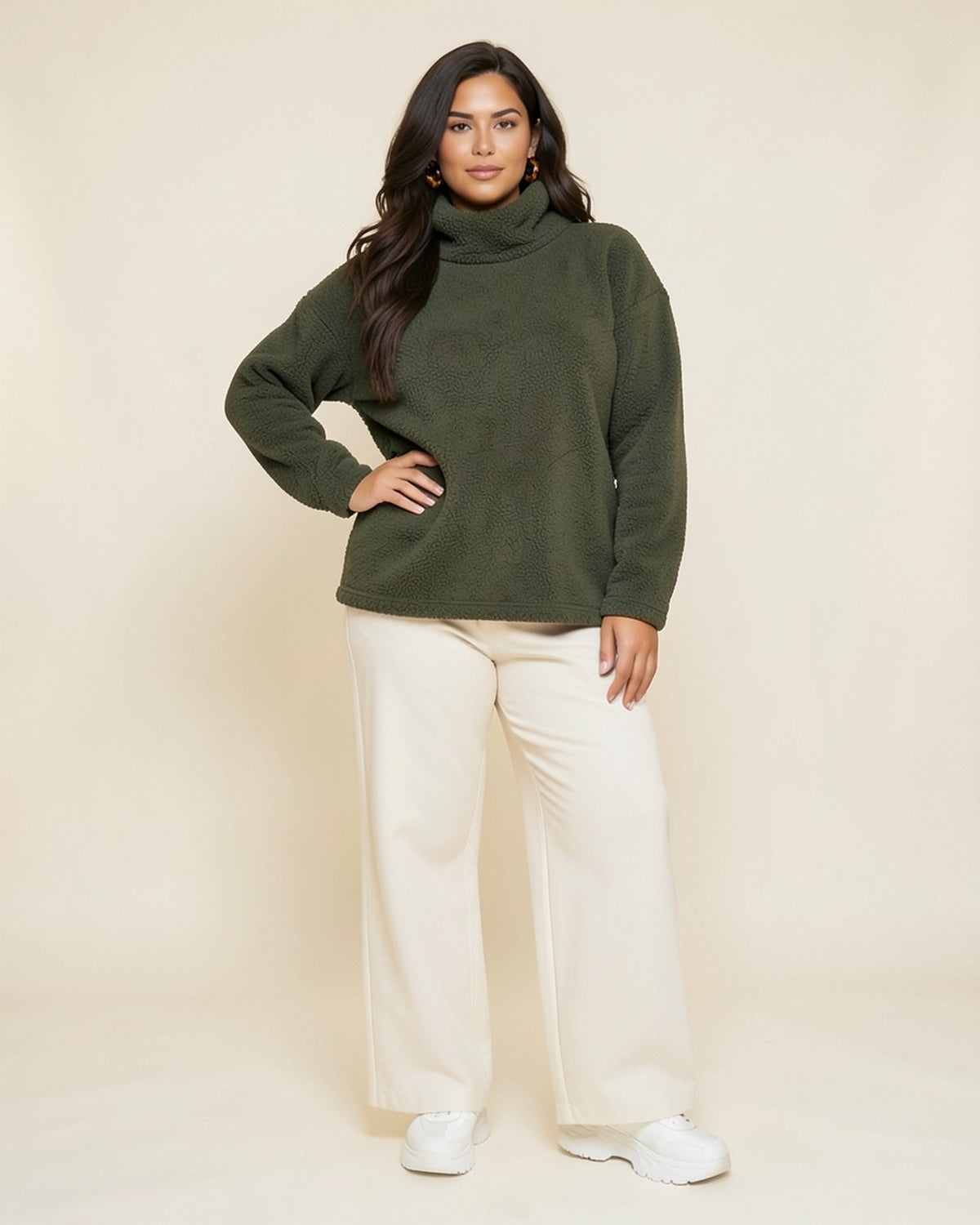 Teddy Fleece Turtleneck Pullover