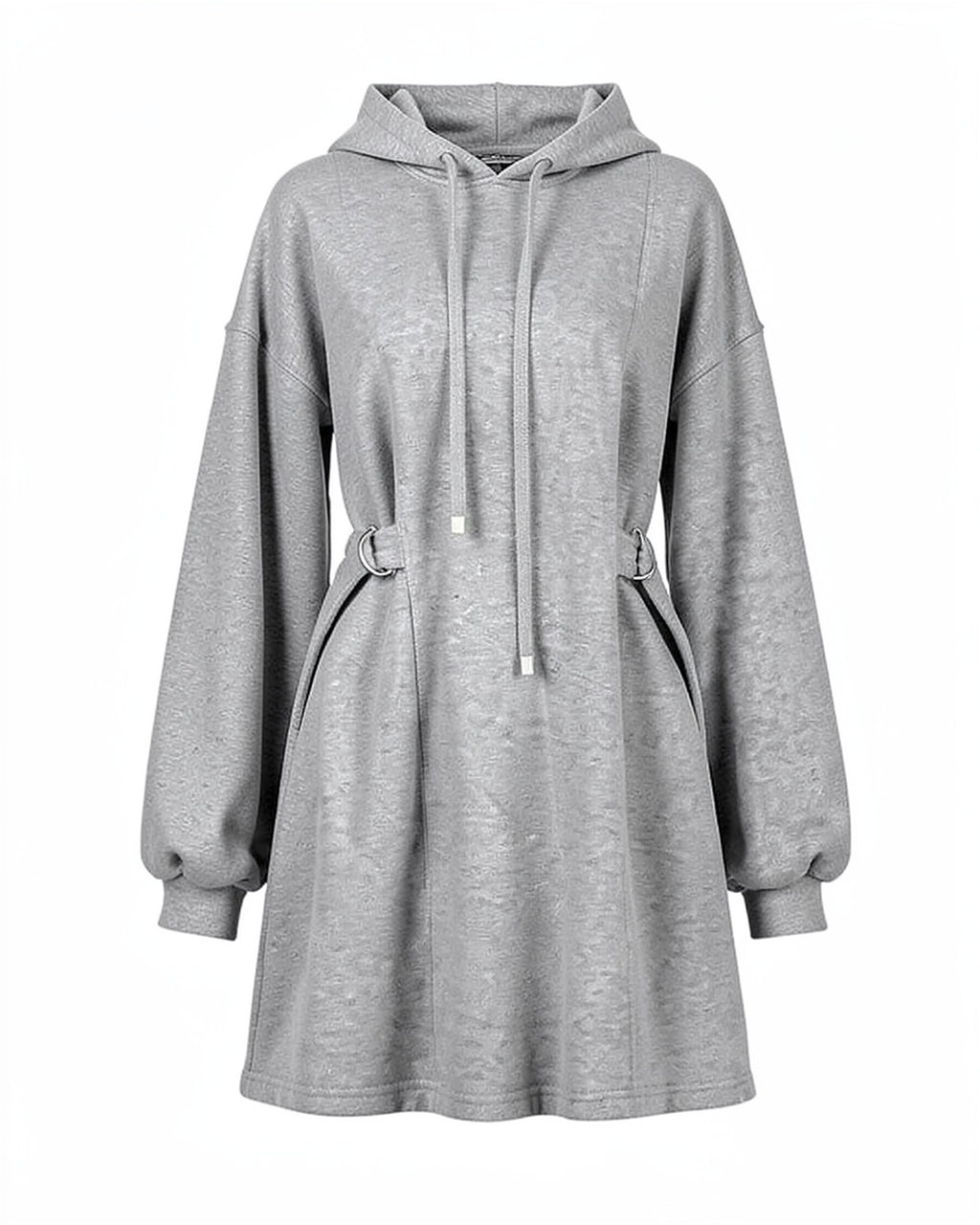 Cinched Waist Balloon Sleeve Hoodie Dress