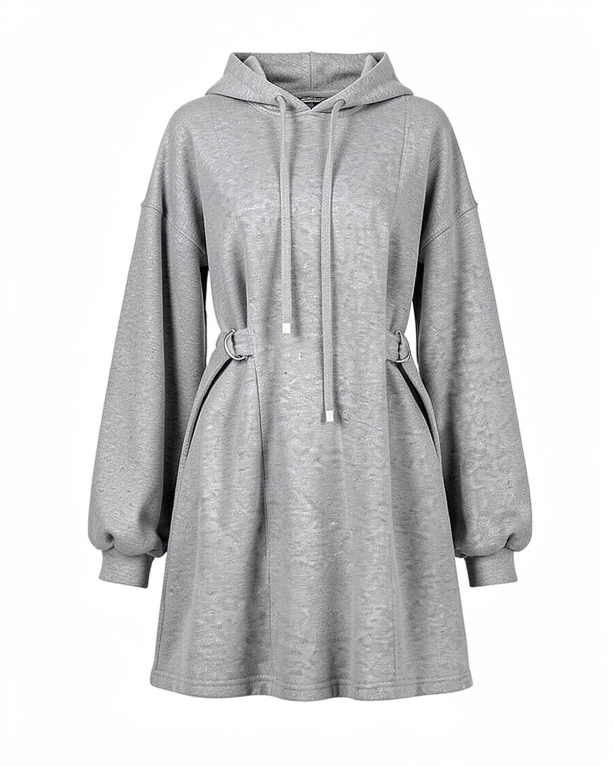 Cinched Waist Balloon Sleeve Hoodie Dress