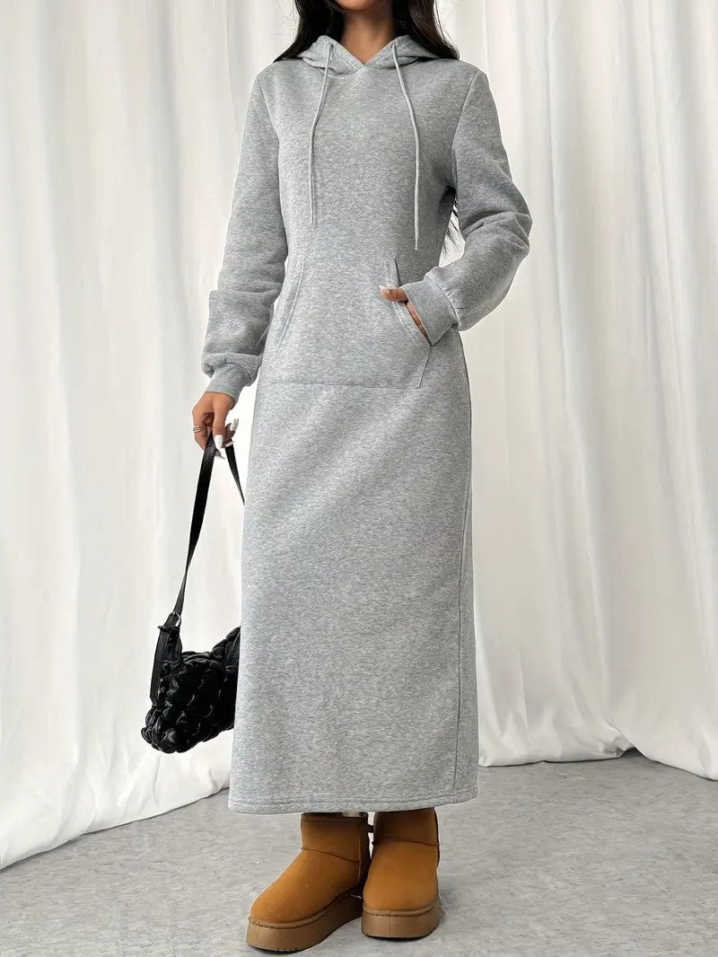 Effortless Black Maxi Hoodie Dress