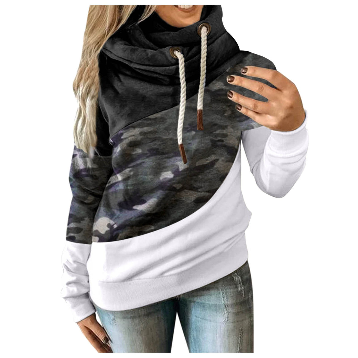 Camo Color-Block Hoodie
