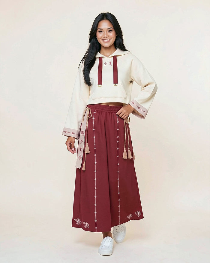 Embroidered Hoodie & Maxi Skirt Set