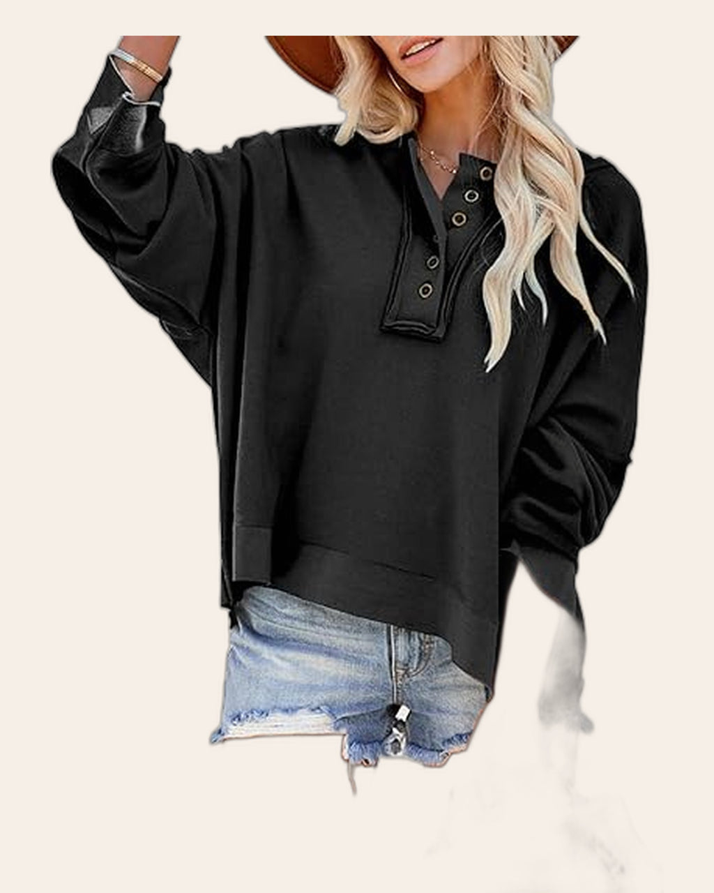 Half-Sleeve Henley Hoodie