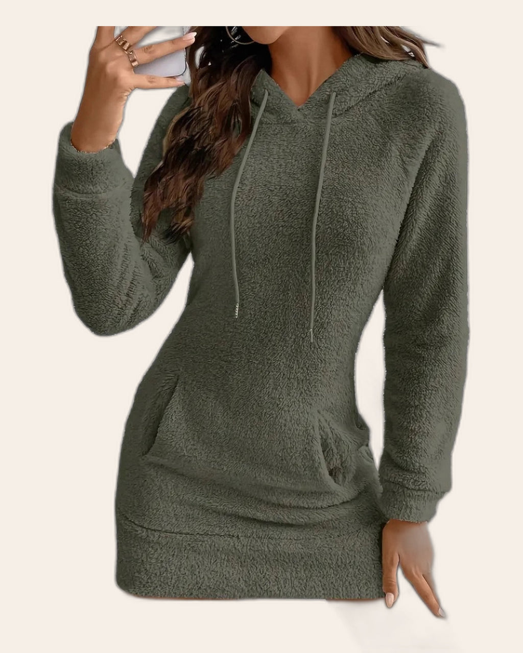 Velour Fitted Hoodie Dress