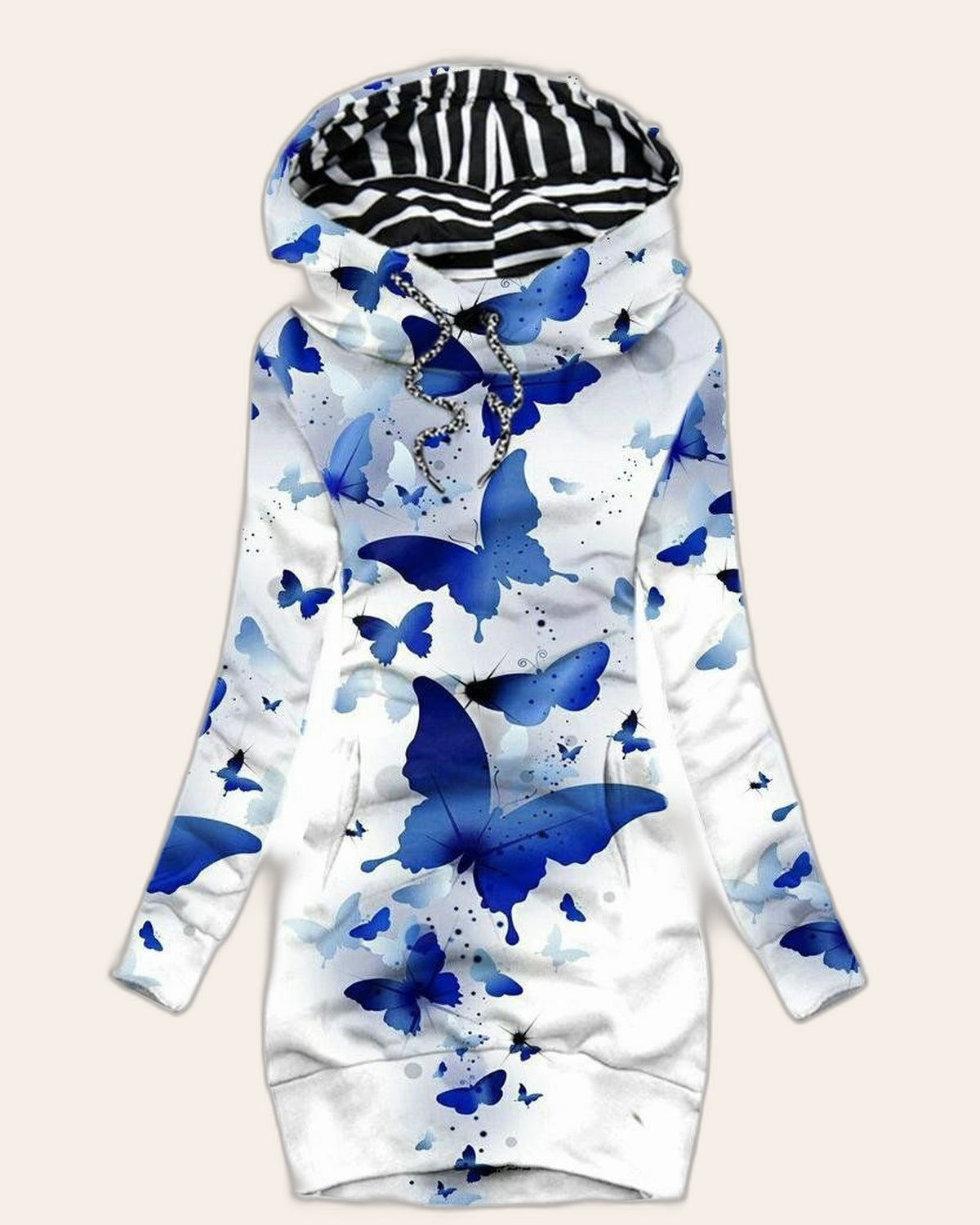 Blue Butterfly Hoodie Dress
