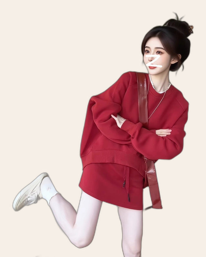 Sweatshirt & Mini Skirt Set