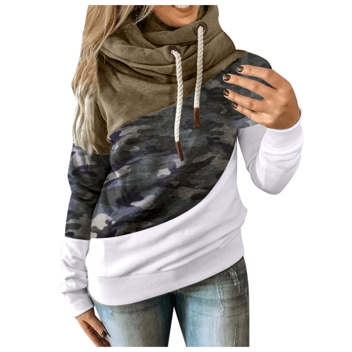 Camo Color-Block Hoodie