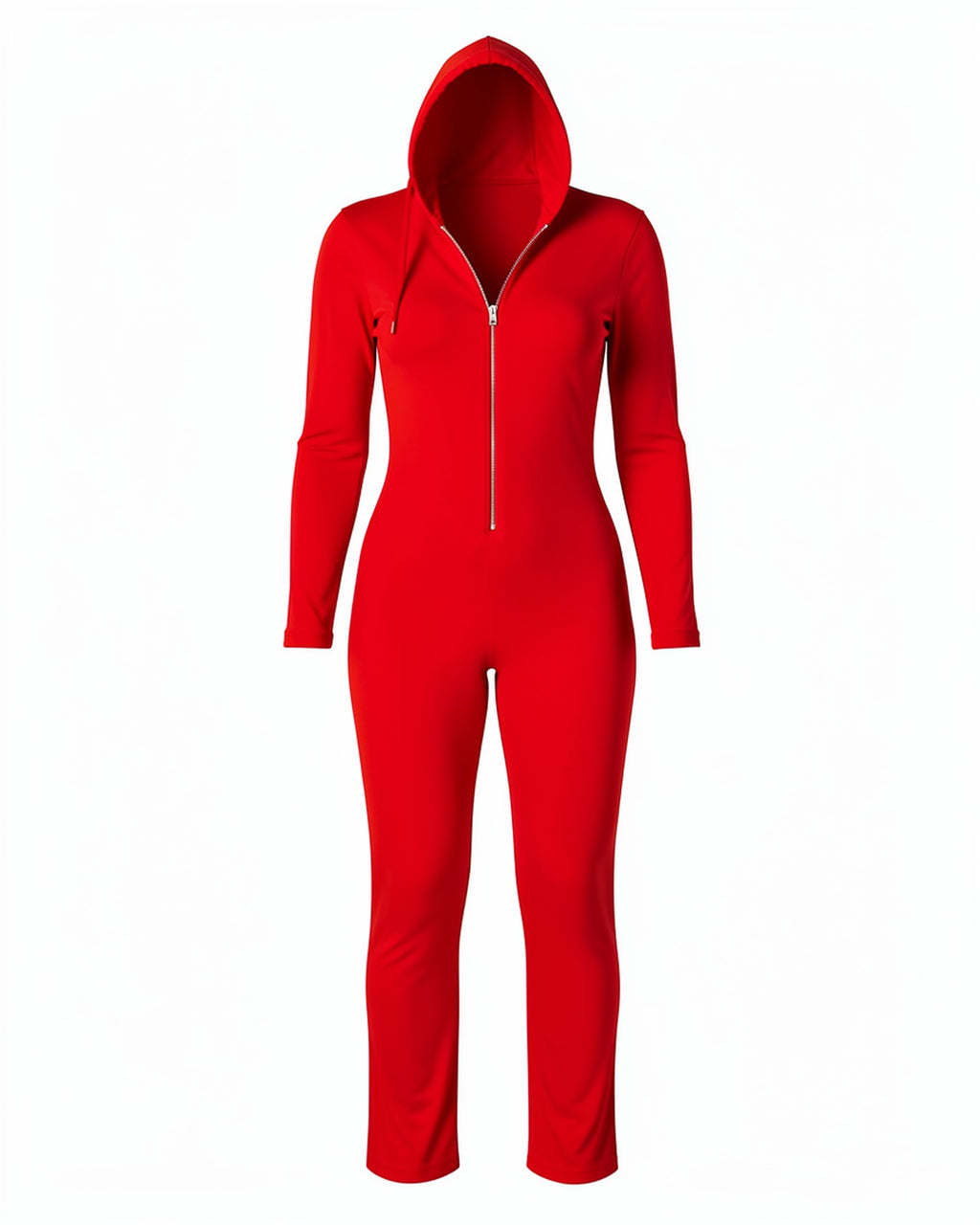 Plunge Zip Hooded Jumpsuit