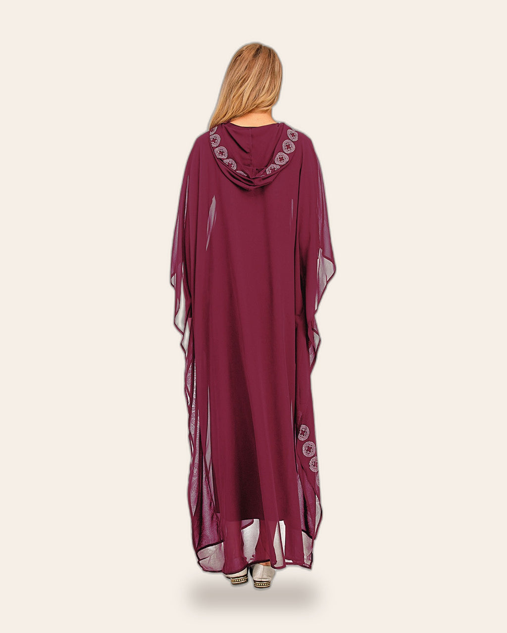 Rhinestone Chiffon Cape Hoodie Dress