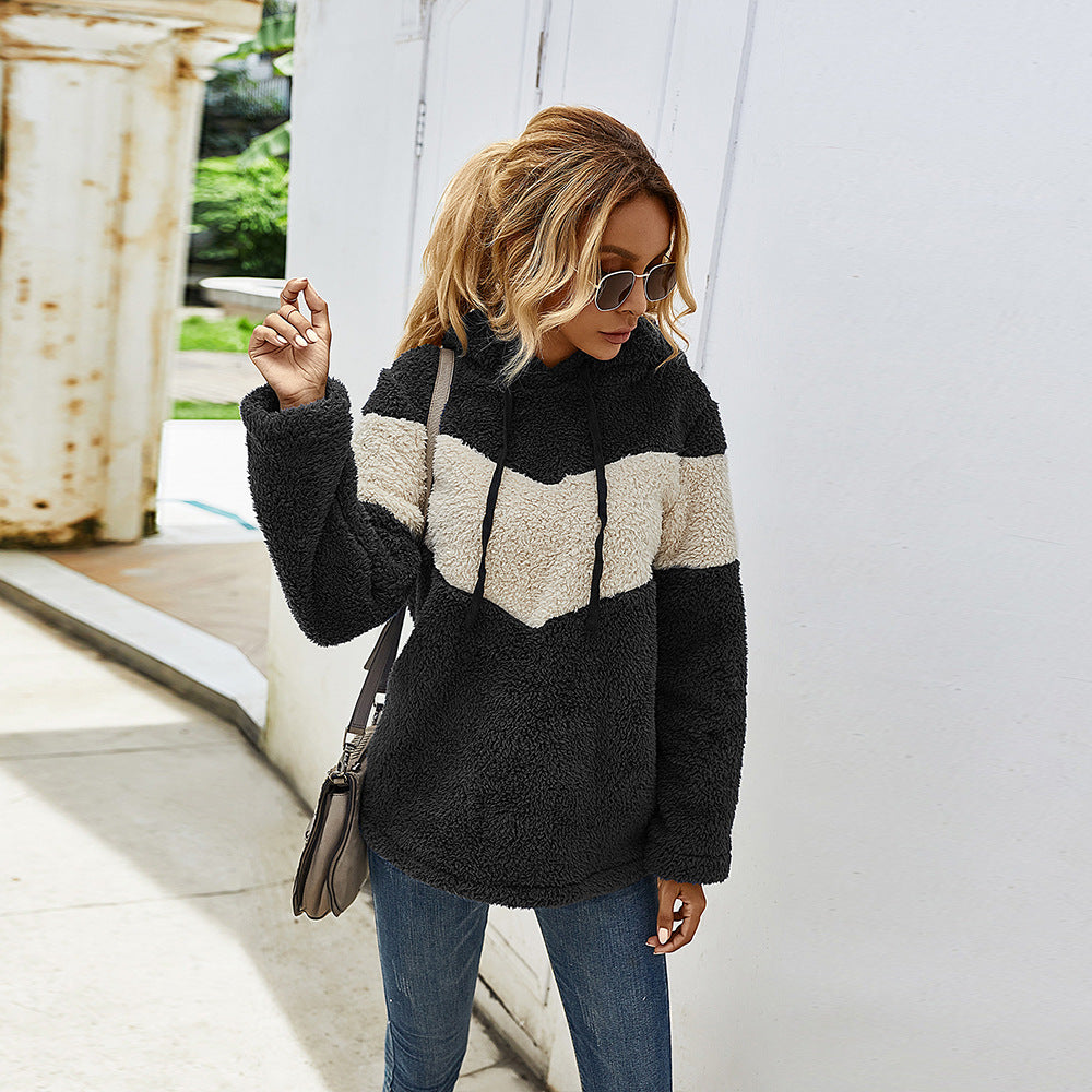 Chevron Teddy Fleece Hoodie