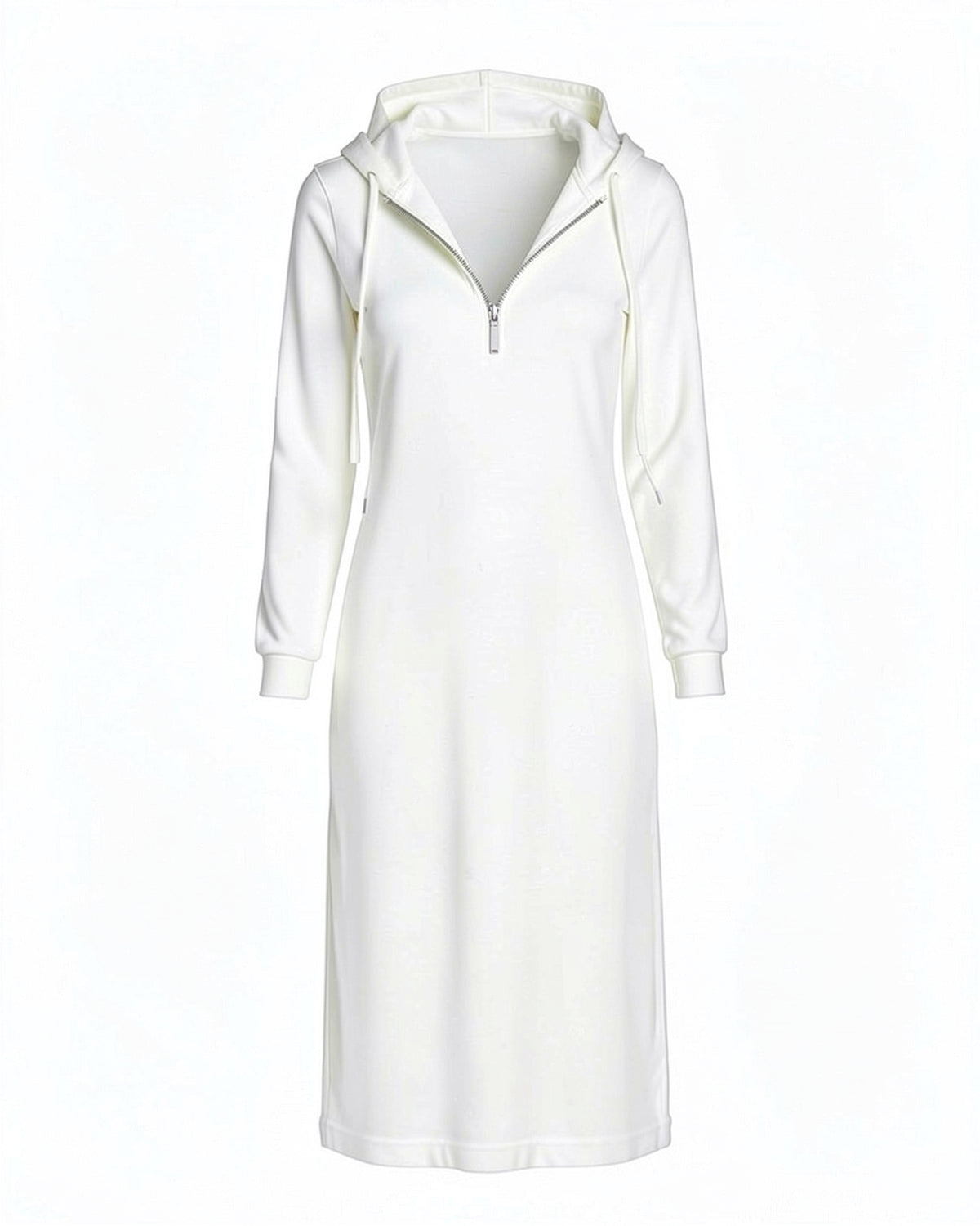 Fitted White Maxi Hoodie Dress