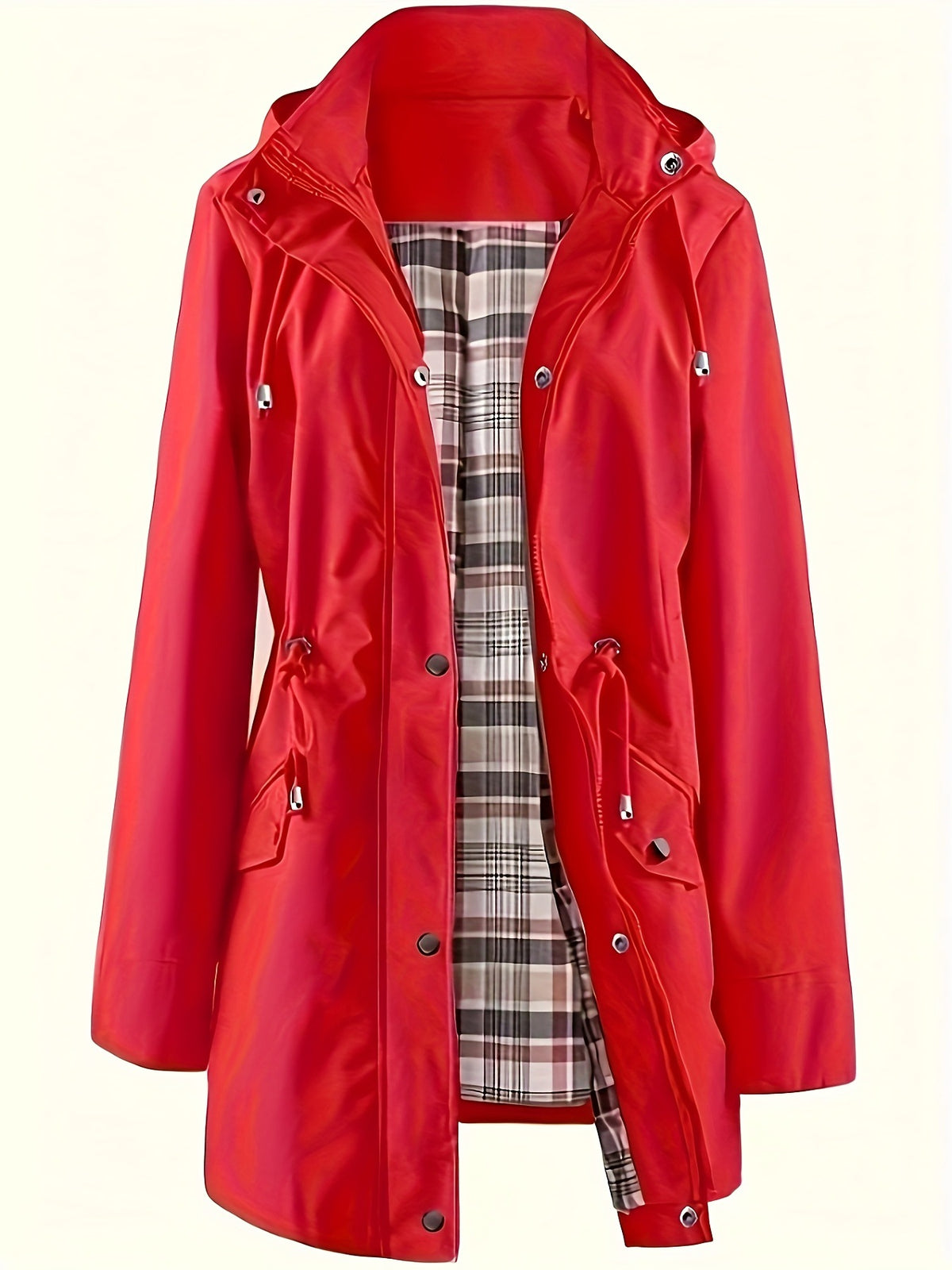 Plaid-Lined Windbreaker Coat